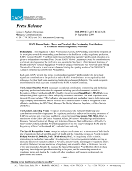 Press Release - Regulatory Affairs Professionals Society