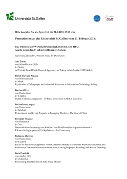 Promotionen an der Universität St.Gallen vom 21. Februar 2011: