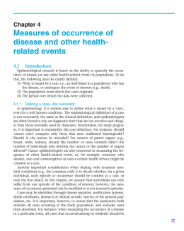 Measures of occurrence of disease and other health- related