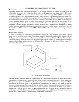 GEOMETRIC TOLERANCES AND TEXTURE Introduction Geometric