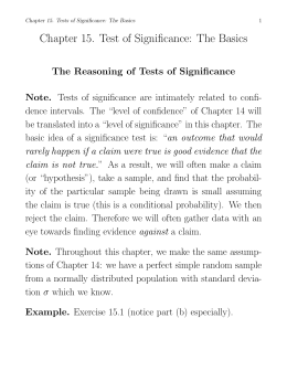 Chapter 15. Test of Significance: The Basics
