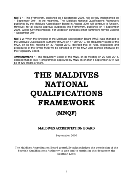 THE MALDIVES NATIONAL QUALIFICATIONS FRAMEWORK