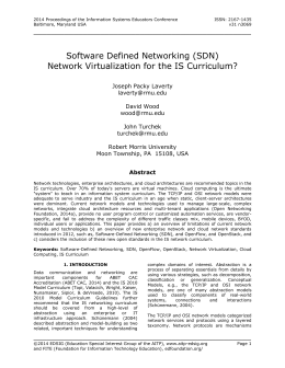Software Defined Networking (SDN) Network Virtualization for the IS
