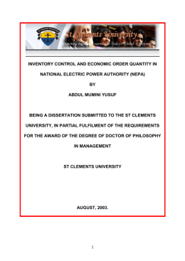 Inventory Control and Economic Prder Quantity in National Electric