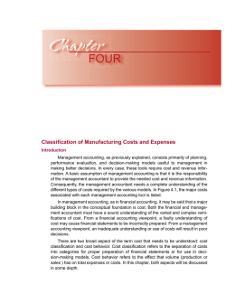 Chapter 4 Classification of Manufacturing Costs and Expenses