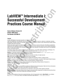 LabVIEW Intermediate I: Successful Development Practices Course Manual
