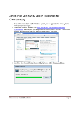 Zend Server Community Edition Installation for Chemoventory