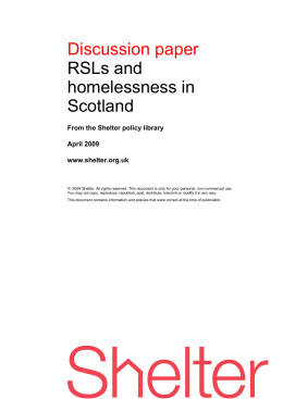 Discussion paper RSLs and homelessness in