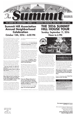 August 2016 - Summit Hill Association
