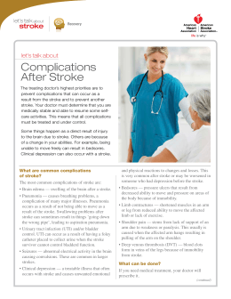 Complications After Stroke - American Stroke Association