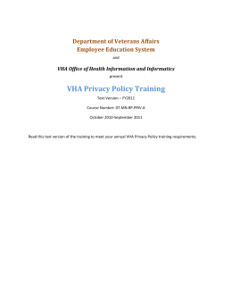 Department of Veterans Affairs - Veterans Medical Research