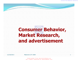 Consumer Behavior, Marekt Research, and advertisement