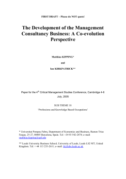 The Development of the Management Consultancy Business: A Co