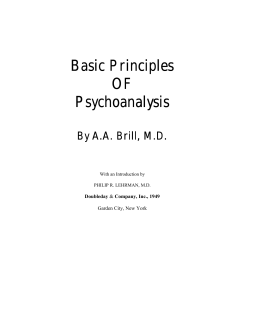 Basic Principles OF Psychoanalysis