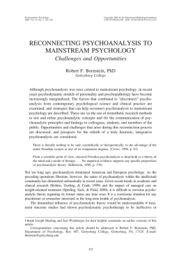 Reconnecting Psychoanalysis to Mainstream