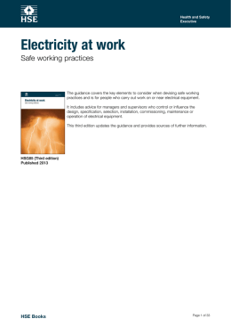 Electricity at work: Safe working practices HSG85