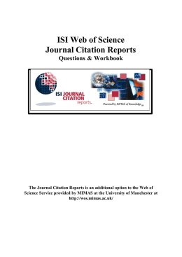ISI Web of Science Journal Citation Reports