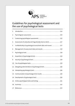Guidelines for psychological assessment and the use of