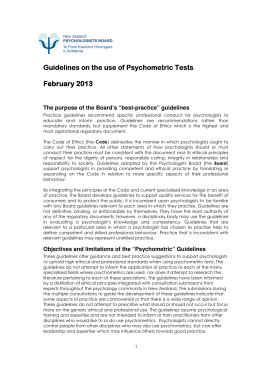 Guidelines on the use of Psychometric Tests Guidelines on the use