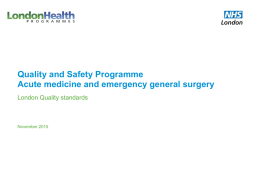 London Quality Standards - Acute medicine and emergency general