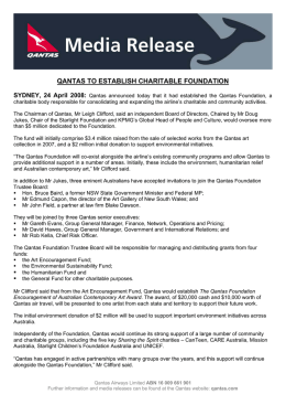 Media Release - Qantas to establish Charitable Foundation