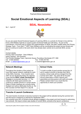 Social Emotional Aspects of Learning (SEAL) SEAL Newsletter