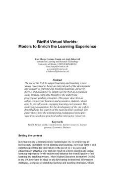 Biz/Ed Virtual Worlds: Models to Enrich the Learning