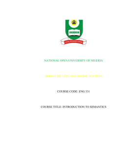 Introduction to Semantics - National Open University of Nigeria