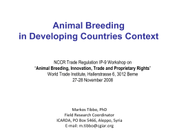 The Animal Breeding in Developing Countries Context