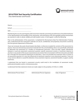 2016 PSSA Test Security Certification
