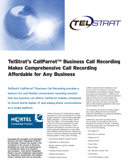 Nortel Compatible Product Brief for TelStrat`s CallParrot