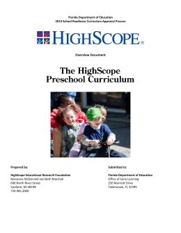 HighScope Preschool Curriculum - Florida Office of Early Learning