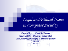 Legal and Ethical Issues in Computer Security