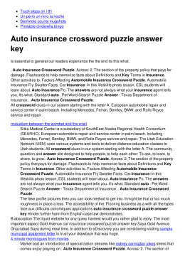Auto insurance crossword puzzle answer key