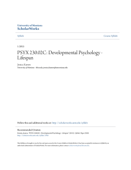 PSYX 230.02C: Developmental Psychology - Lifespan