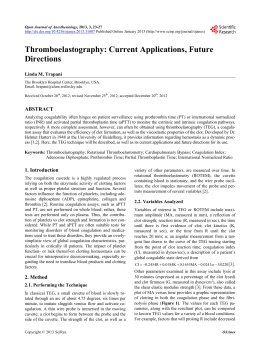 Thromboelastography: Current Applications, Future Directions