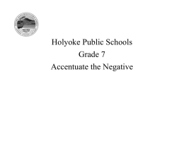 Holyoke Public Schools Grade 7 Accentuate the Negative