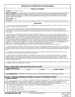 DD 2654, Involuntary Allotment Notice and Processing