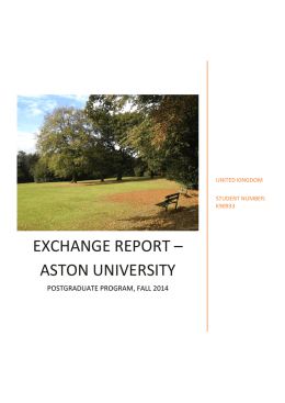 Exchange Report – Aston UNIVERSITY