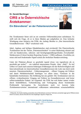 CIRS a la Österreichische Ärztekammer - NÖ Patienten