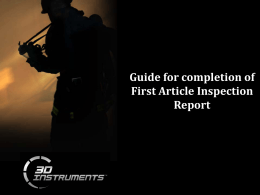 Guide for completion of First Article Inspection Report