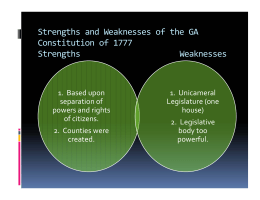 Strengths and Weaknesses of the GA Constitution of 1777 Strengths