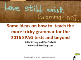 Tricky Grammar - Talk for Writing