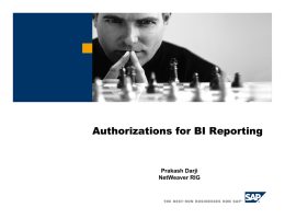 Authorizations for BI Reporting