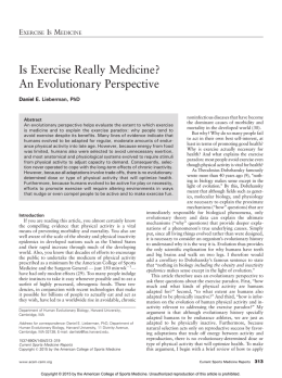 Is Exercise Really Medicine? An Evolutionary Perspective