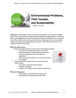 Chapter 1 (pp.522): Environmental Problems, Their Causes, and