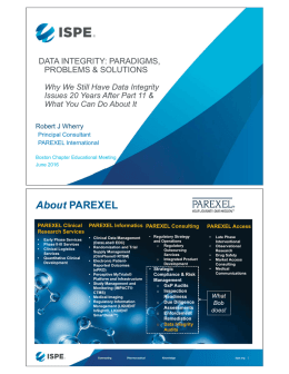About PAREXEL - ISPE Boston Area Chapter