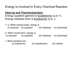 Energy Is Involved In Every Chemical Reaction