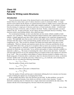 Chem 103 Fall 2006 Rules for Writing Lewis Structures