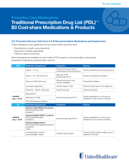 Traditional PDL Preventive Care Medication List